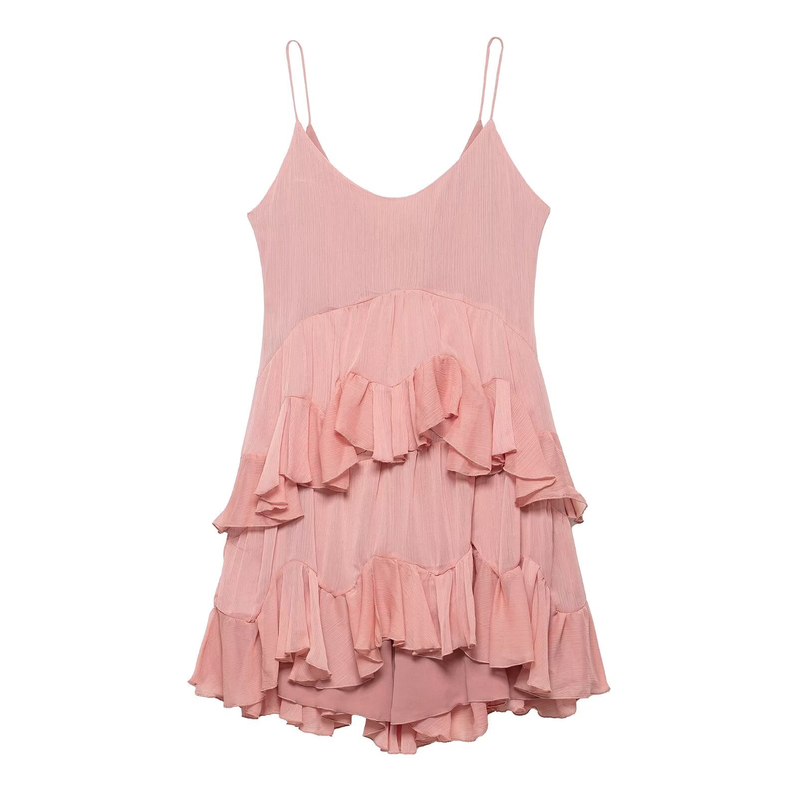 Women Clothing Summer Laminated Decoration Short Strap Dress Women