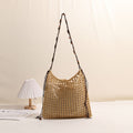 Summer Straw Woven Bag With Lace Up Pattern Suitable For Women Beach Vacation Beach Bag Bella Mia
