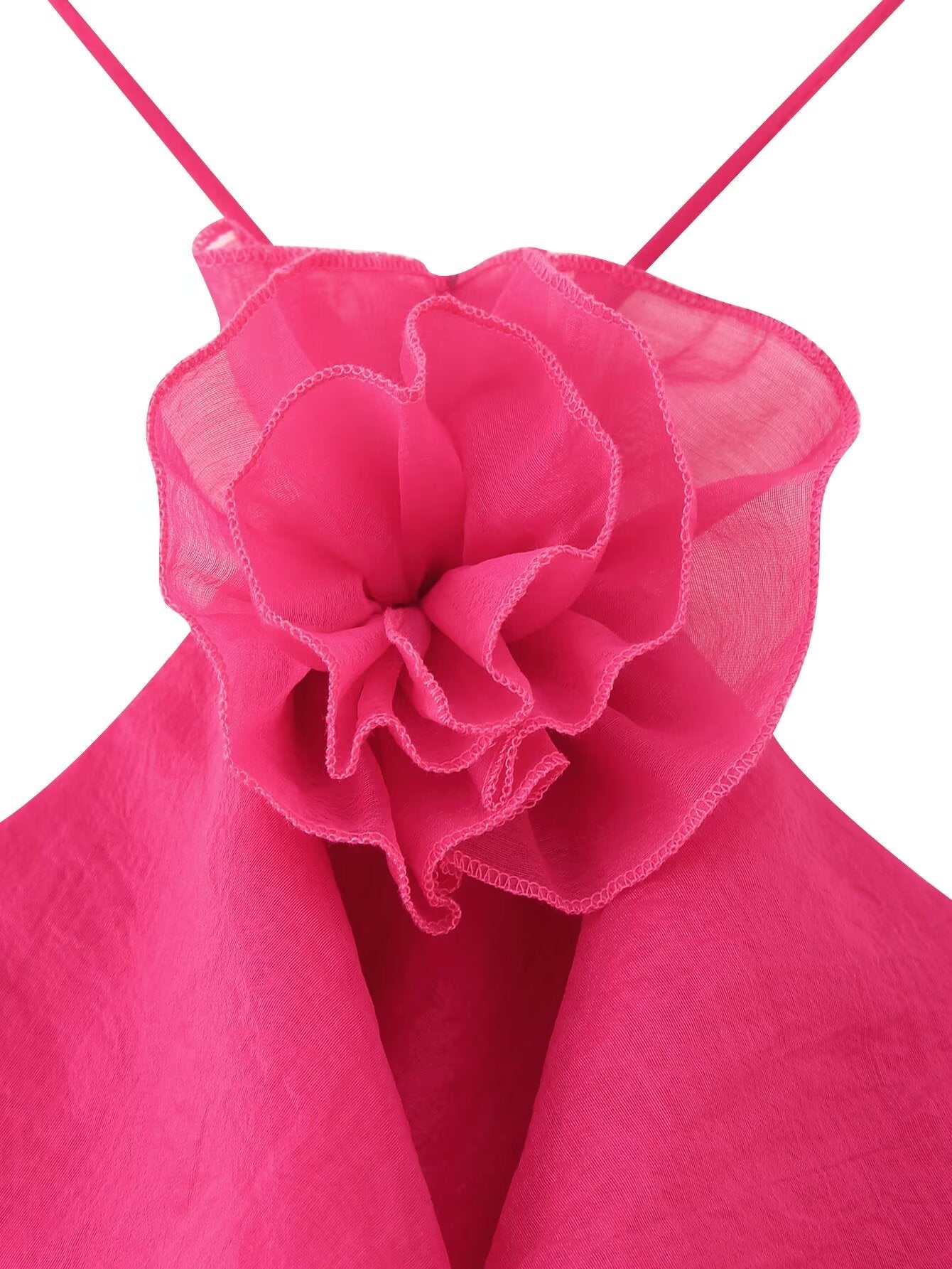 Elegant Sexy Short Summer Halter Three Dimensional Floral Design Lace up Sleeveless Dress