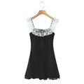 Summer Women Clothing Pure Sexy Ruffled Lace Patchwork Waist Slimming Slimming Dress Short Dresses