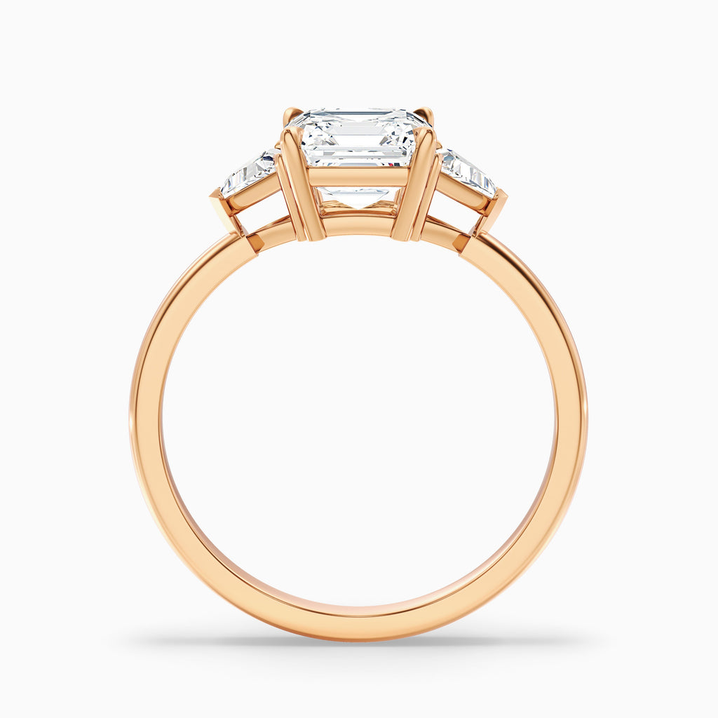 Gigi 1 Carat Three Stone Asscher With Triangle Side Stones Lab Grown Diamond Ring in 10k Yellow Gold