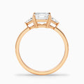 Gigi 1 Carat Three Stone Asscher With Triangle Side Stones Lab Grown Diamond Ring in 10k Yellow Gold