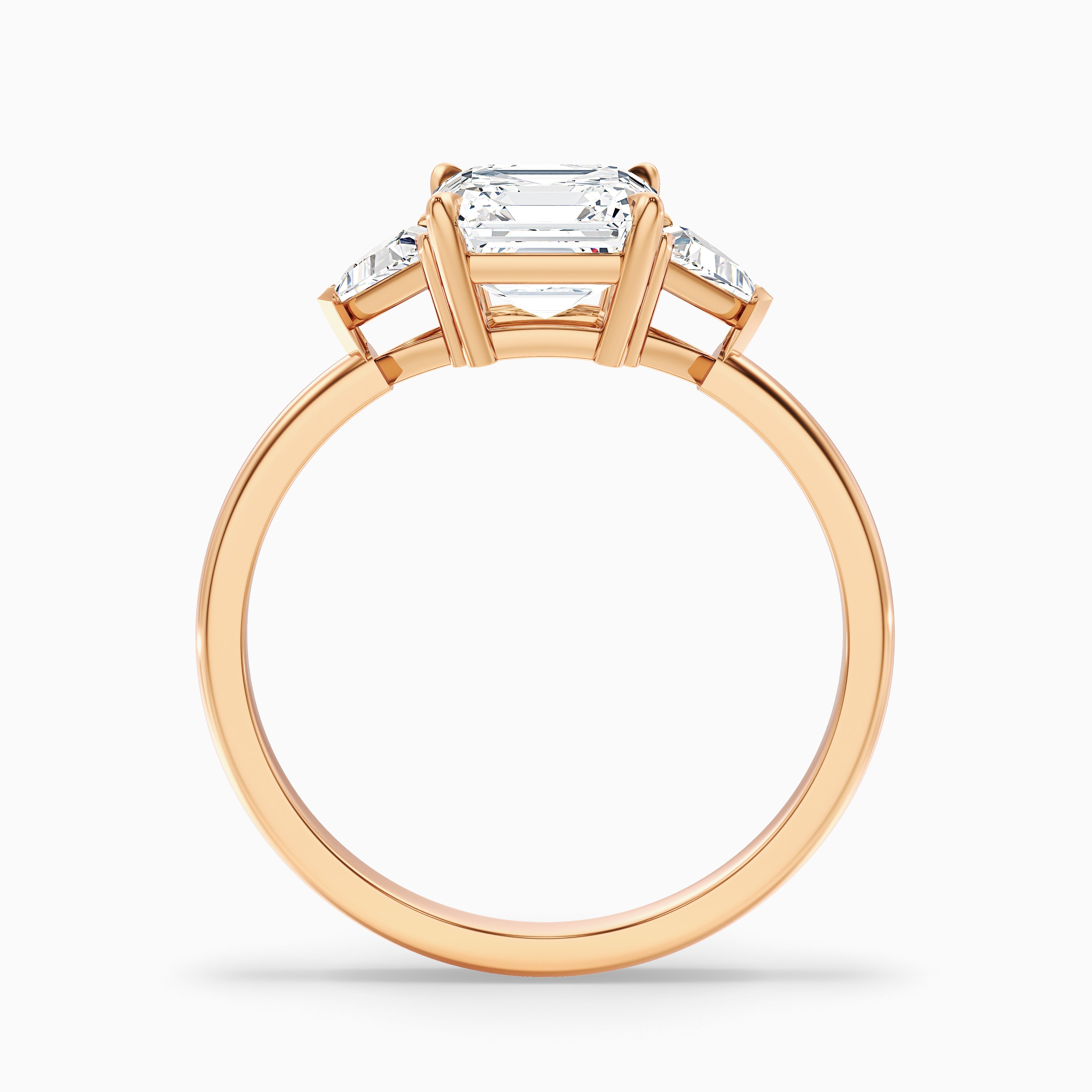 Gigi 1 Carat Three Stone Asscher With Triangle Side Stones Lab Grown Diamond Ring in 10k Yellow Gold
