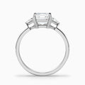 Gigi 4 Carat Three Stone Asscher With Triangle Side Stones Lab Grown Diamond Ring in 10k White Gold