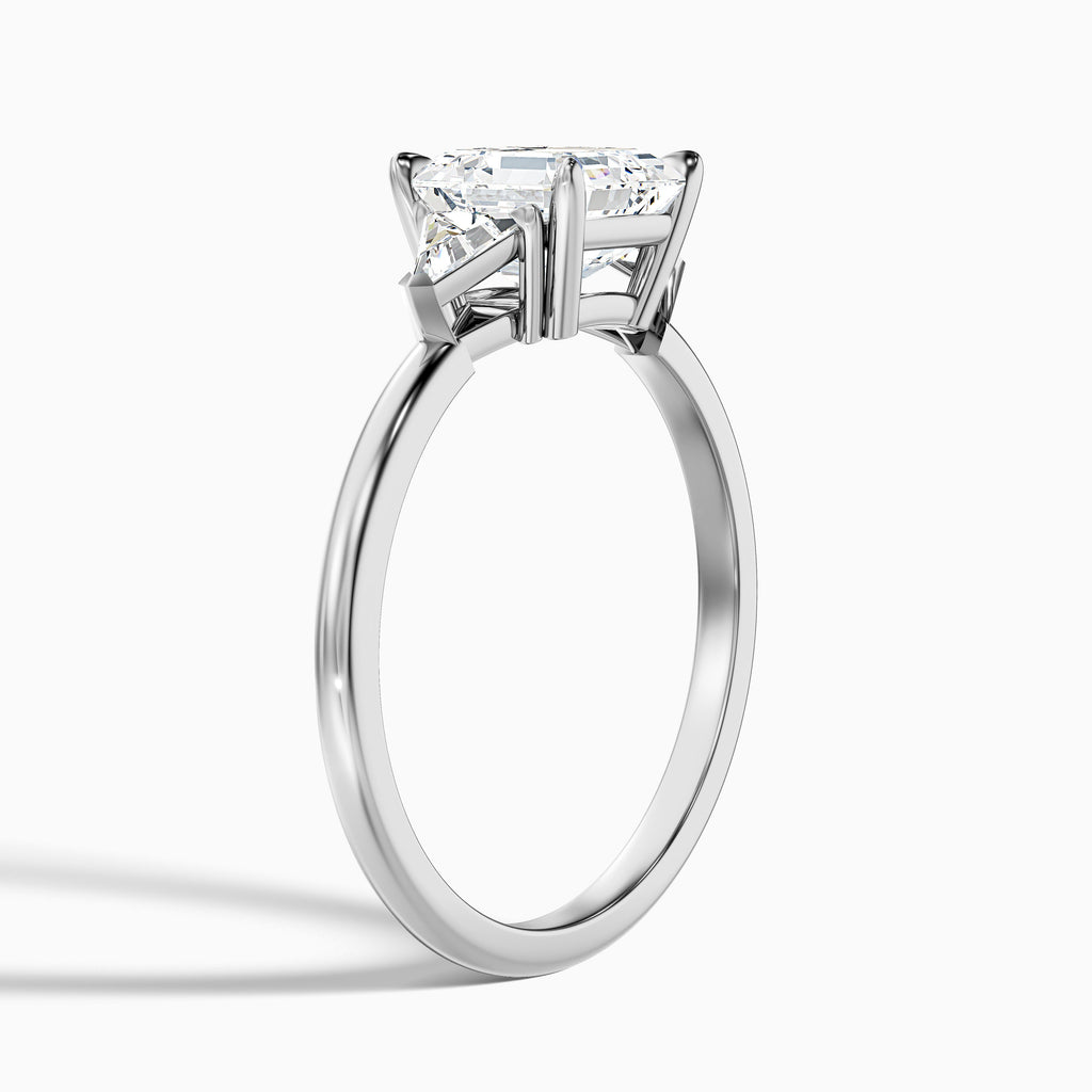Gigi 1 Carat Three Stone Asscher With Triangle Side Stones Lab Grown Diamond Ring in 10k Yellow Gold