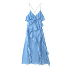 Women Clothing Laminated Decoration Sexy Suspenders Dress Bella Mia