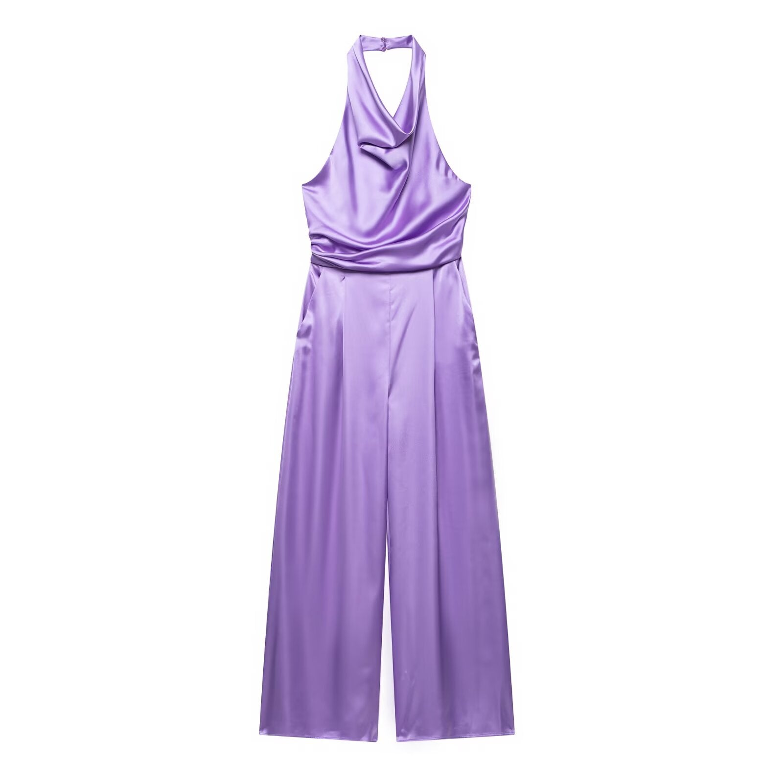 Summer Women Clothing Backless Silk Satin Texture Hanging Collar Jumpsuit Bella Mia