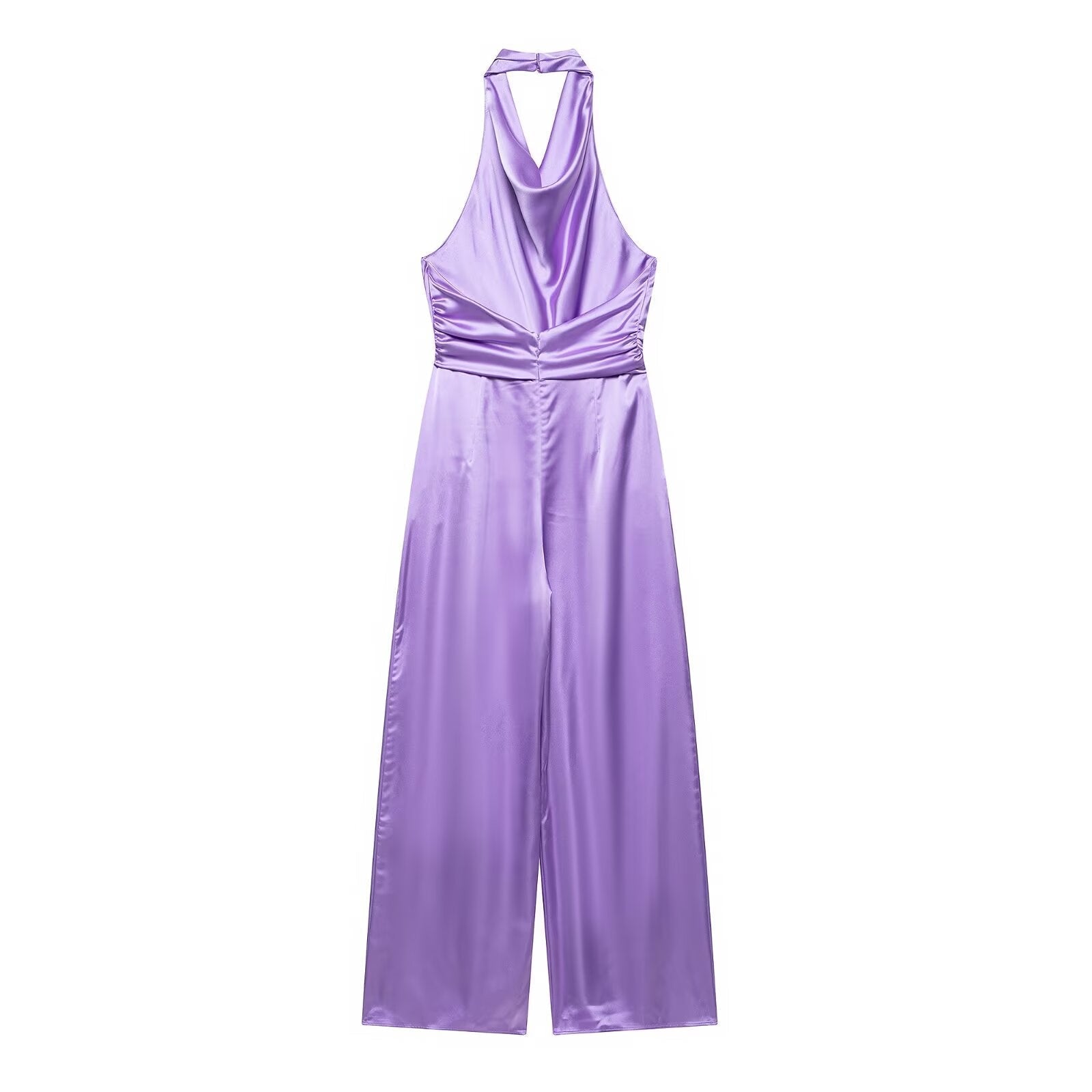 Summer Women Clothing Backless Silk Satin Texture Hanging Collar Jumpsuit Bella Mia