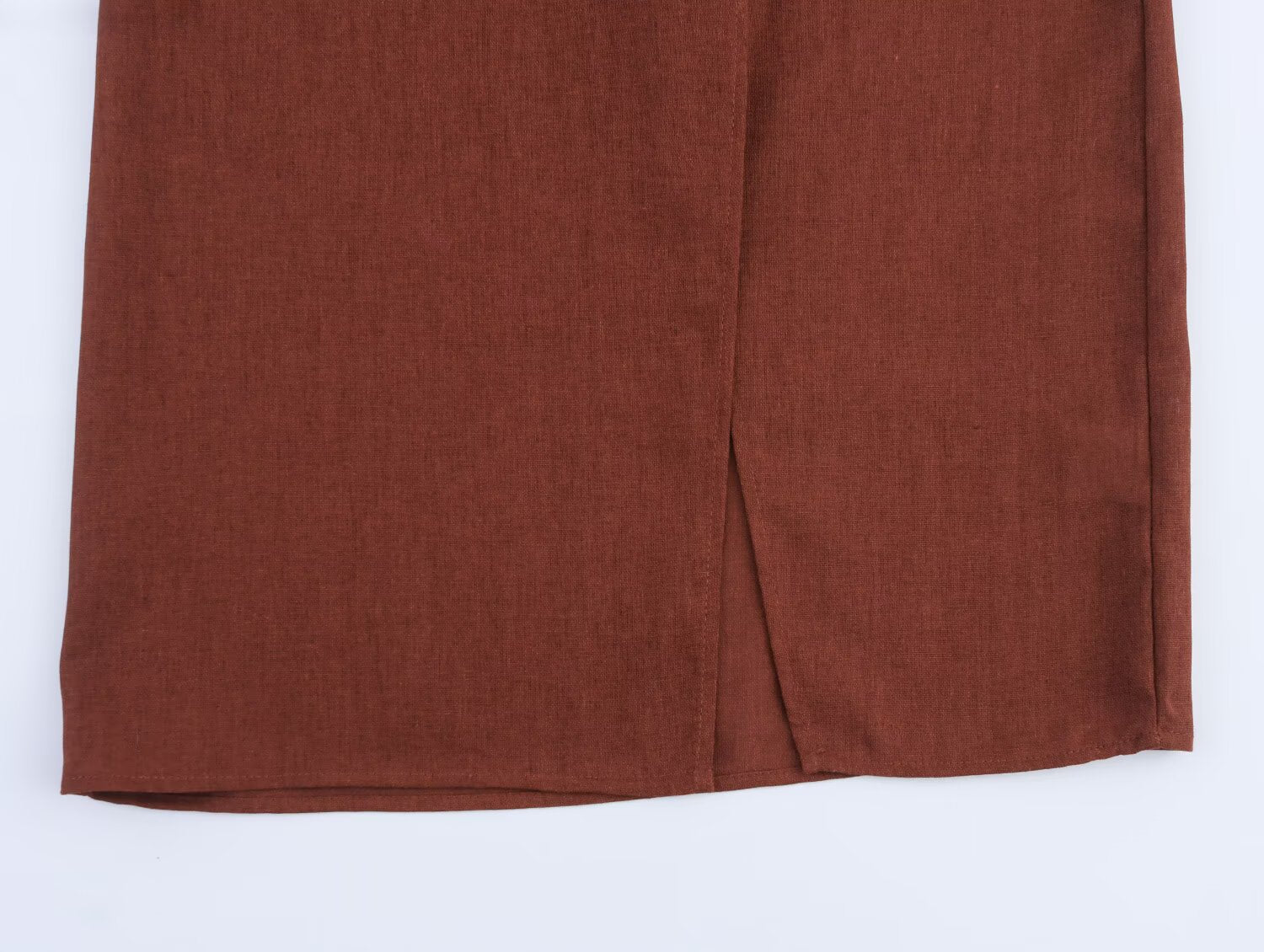 Women Linen Blended Gold Inlaid Midi Dress