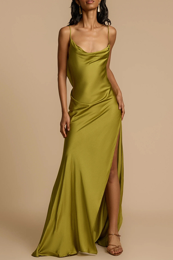 Women Clothing Summer Simple Camisole Split Dress