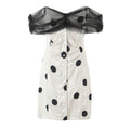 Summer Women off Neck Hip Dress Slim Fit Buttoned Mesh Stitching Polka Dot Tube Top Dress Bella Mia