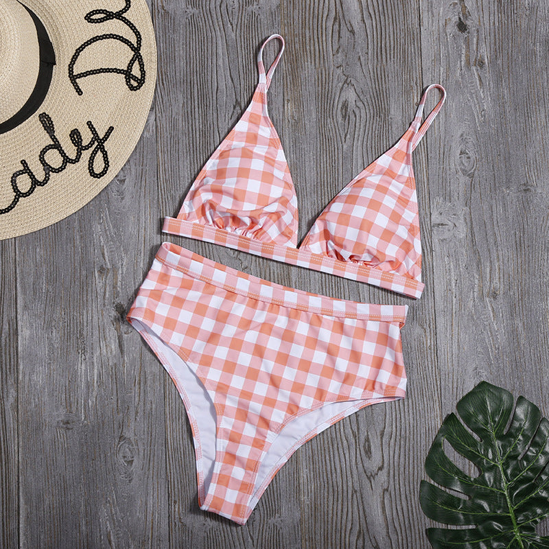 High Waist Plaid Bikini Split Swimsuit Sports Swimwear Bikini Bella Mia