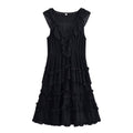 Rayon Ruffled Casual V neck Sleeveless Dress Summer Dress Women