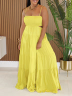 Women Clothing Spaghetti Straps Sleeveless Dress Bohemian Tiered Dress Maxi Dress Summer Bella Mia
