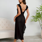 Multi Color Sexy Mesh See through Pajamas Suspenders Pearl Nightdress Evening Maxi Dress Bella Mia