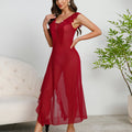 Multi Color Sexy Mesh See through Pajamas Suspenders Pearl Nightdress Evening Maxi Dress Bella Mia