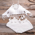 Hand-Wrapped Chest Bohemian Tassel Hollow Out Cutout Bikini Matching Hollow Out Cutout Stretch Shorts Bella Mia