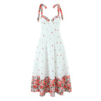 Elegant Sweet Dress Women Summer Printed Lace up Waist Tight Design Cami Dress Bella Mia