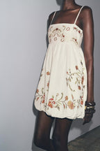 Summer Women Clothing Minority All Match Embroidered Strap Dress Bella Mia