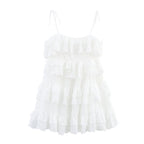 Women Clothing Summer French Embroidery Laminated Decoration Short Strap Dress Bella Mia