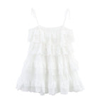 Women Clothing Summer French Embroidery Laminated Decoration Short Strap Dress Bella Mia
