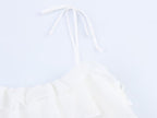 Women Clothing Summer French Embroidery Laminated Decoration Short Strap Dress Bella Mia