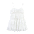 Women Clothing Summer French Embroidery Laminated Decoration Short Strap Dress Bella Mia