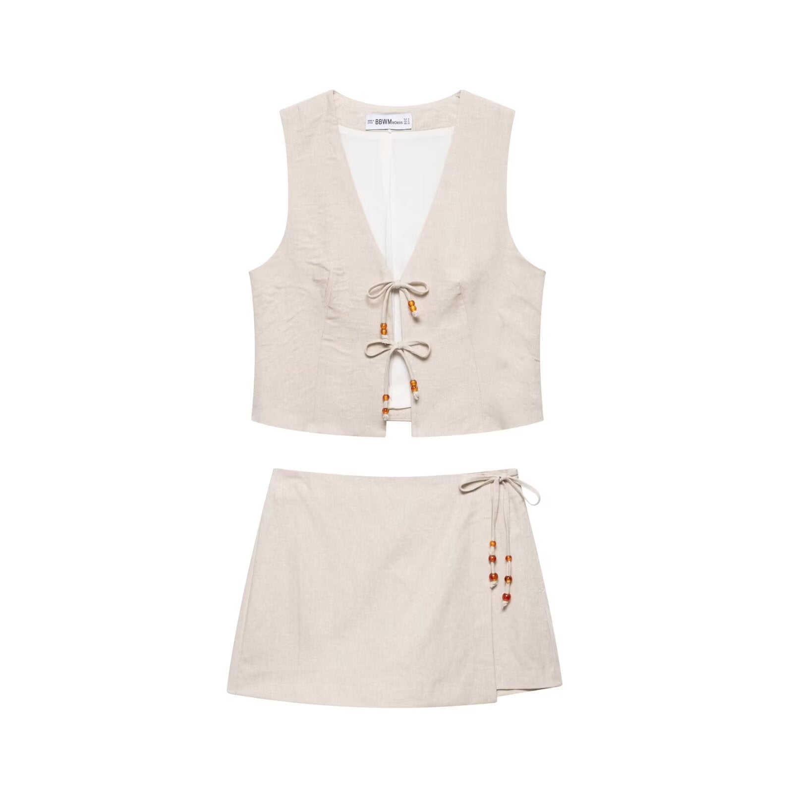 Summer Women Casual Sleeveless Beaded Vest Shorts Bella Mia