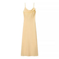 Women Clothing Summer Solid Color Gentle Linen Blend Midi Dress