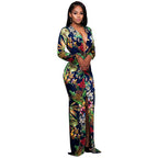 Sexy High Slit Printed Dress Arrival Women Clothing Deep V Plunge Plunge Long Sleeve Dress Plus Size Bella Mia