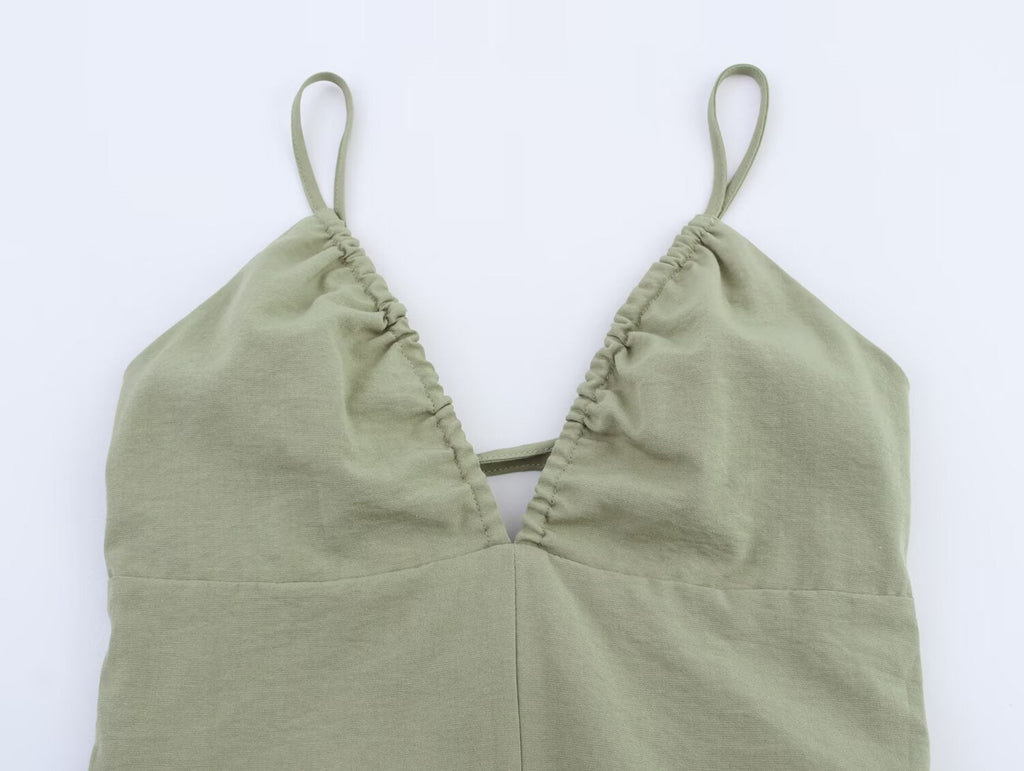 Women Clothing Solid Linen Midi Sling Dress Bella Mia