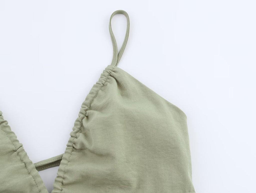 Women Clothing Solid Linen Midi Sling Dress Bella Mia