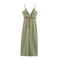 Women Clothing Solid Linen Midi Sling Dress Bella Mia