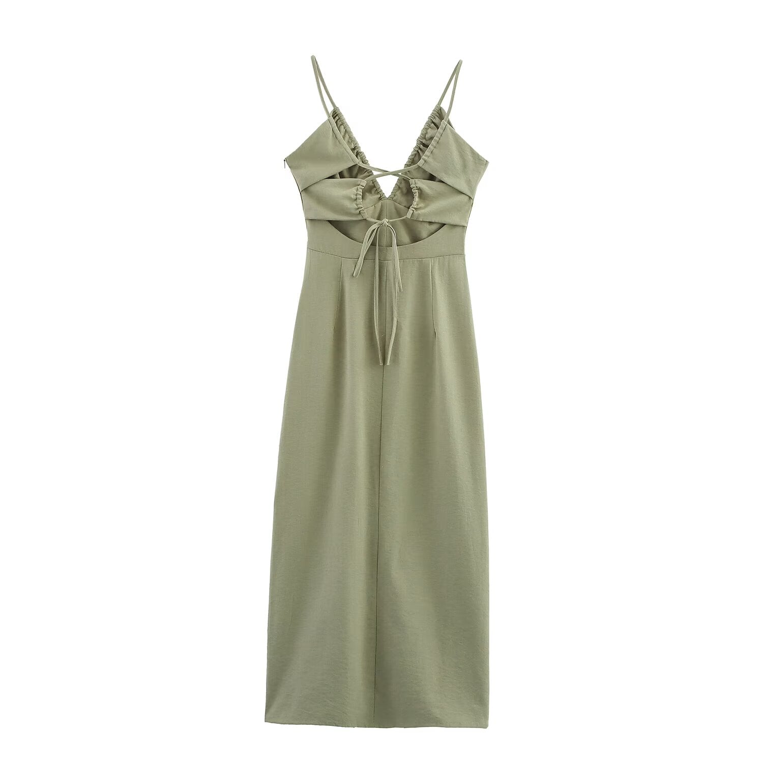 Women Clothing Solid Linen Midi Sling Dress Bella Mia