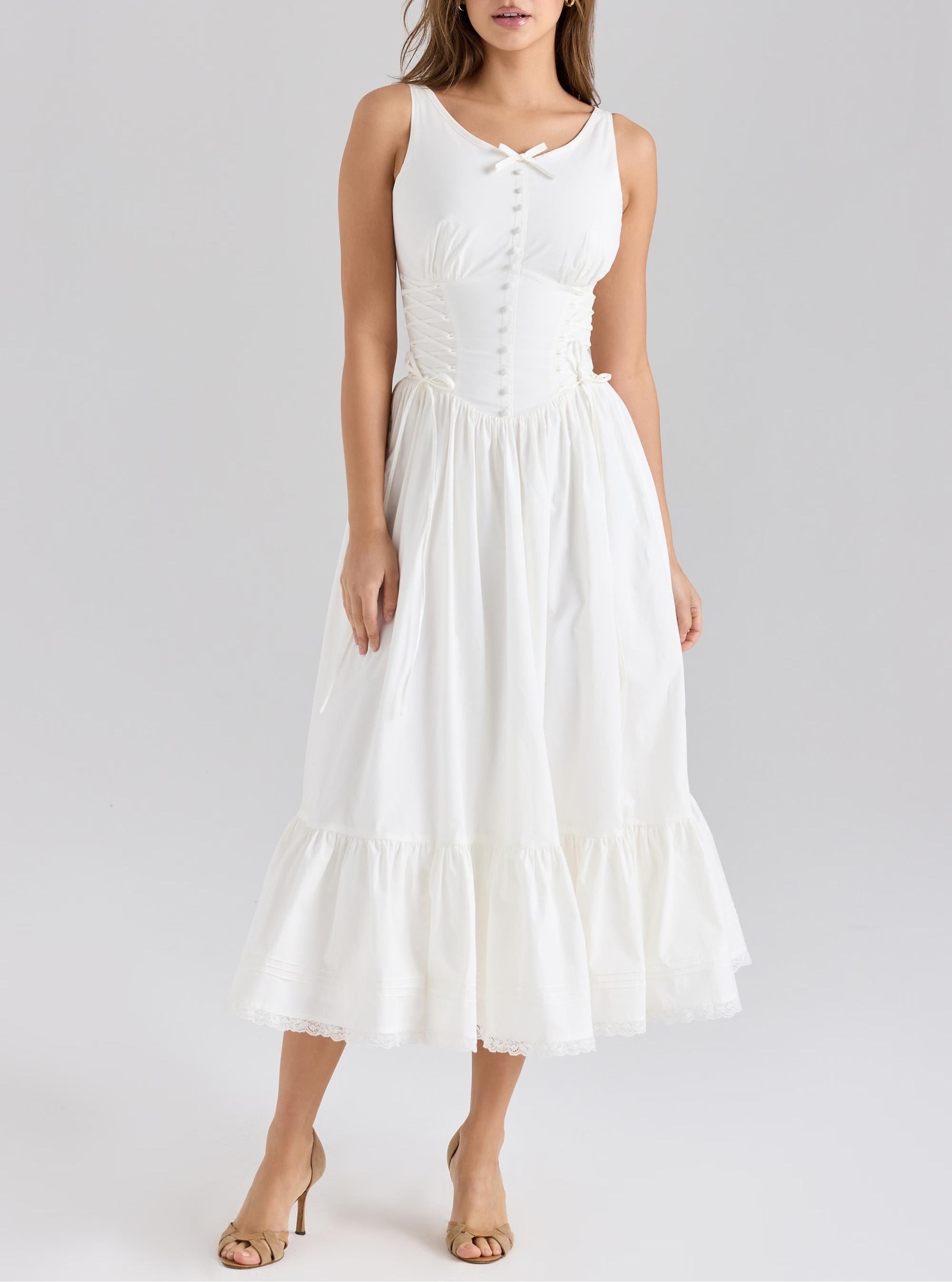 Elegant Sleeveless Dress Summer Slimming Boho Bow Mid Length Dress Bella Mia