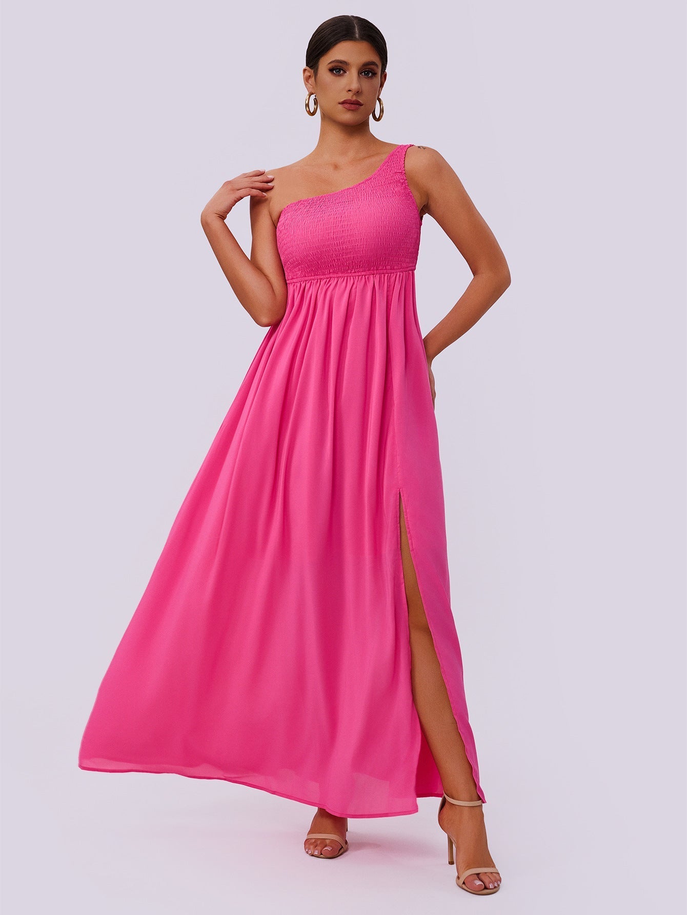 Women Clothing Summer Ladies Diagonal Collar Pleating Dress Bella Mia