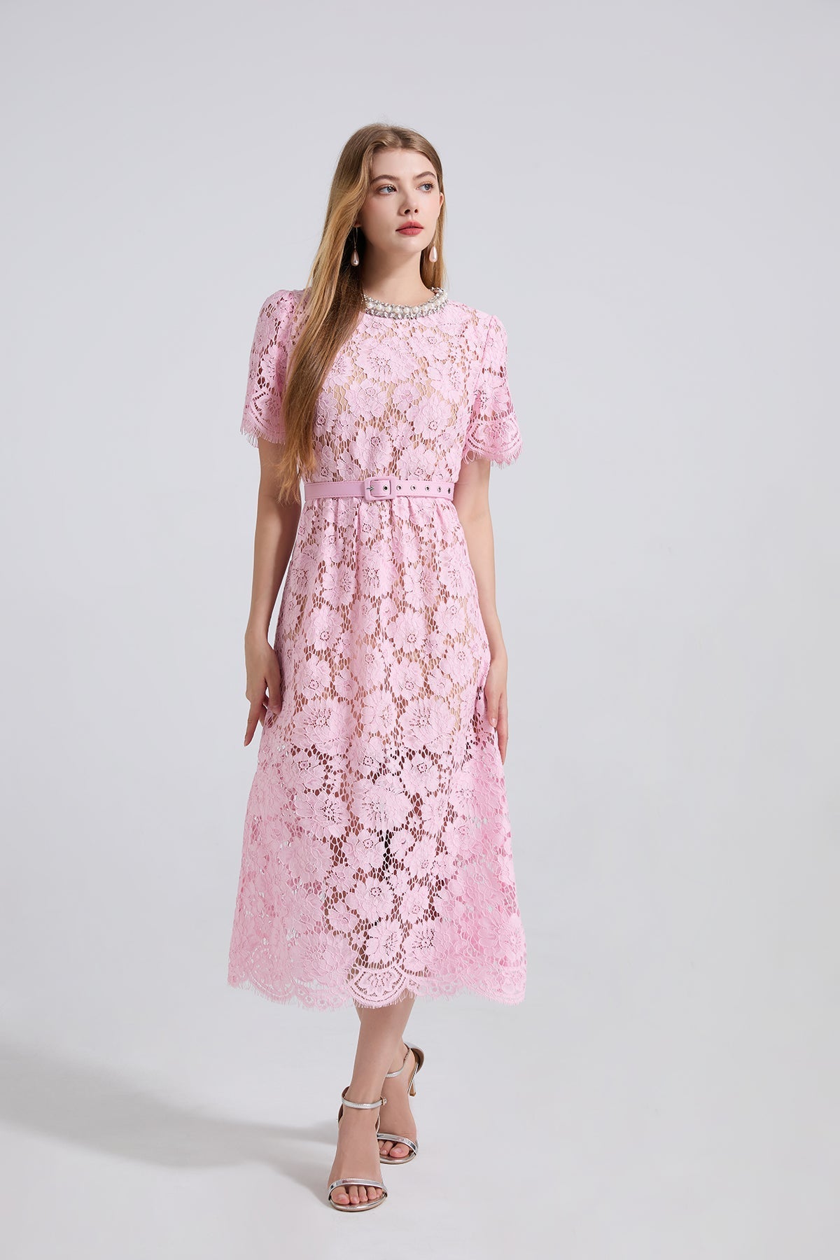 Women Spring Summer Lace Round Neck Dress Bella Mia