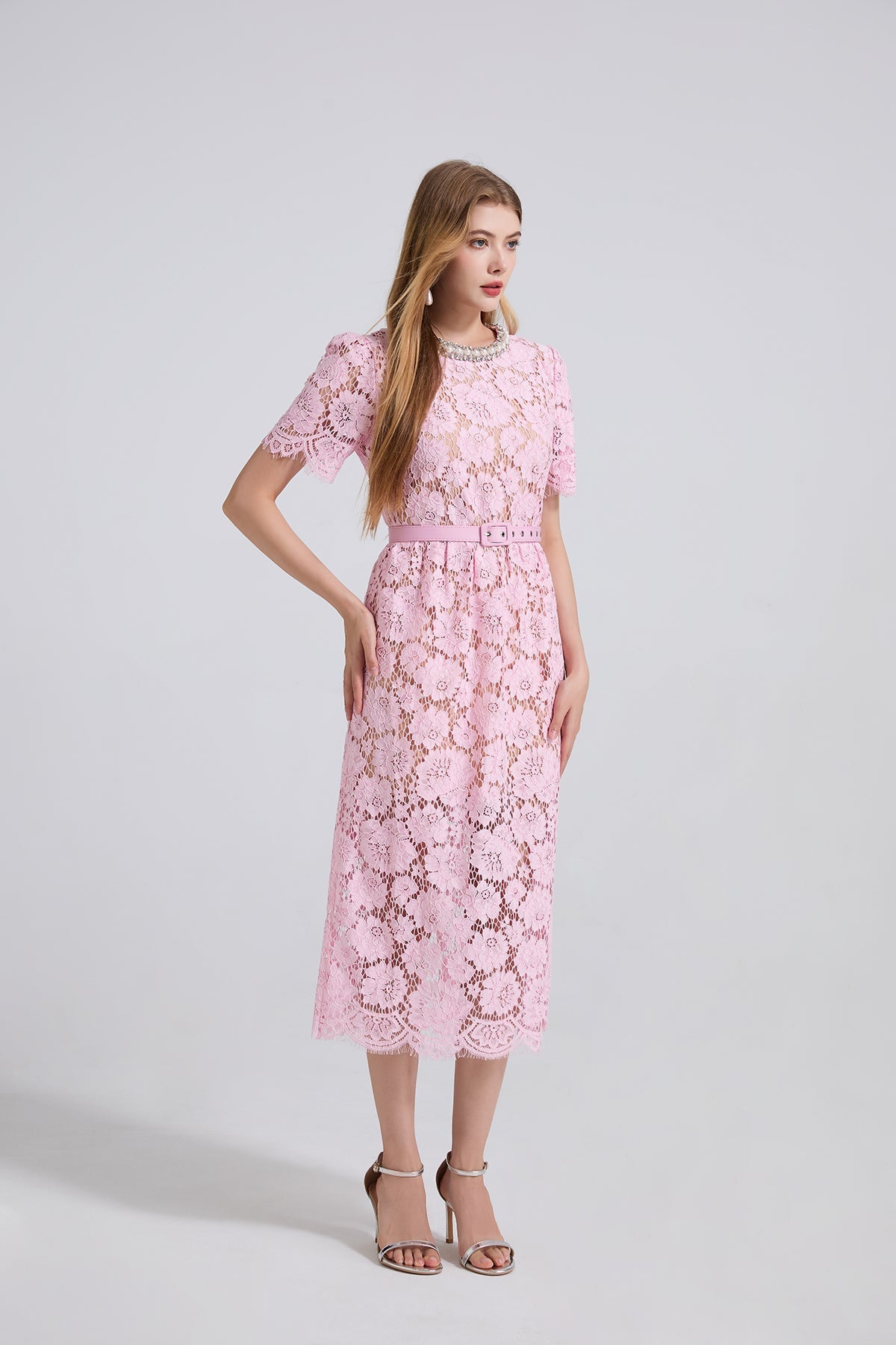 Women Spring Summer Lace Round Neck Dress Bella Mia