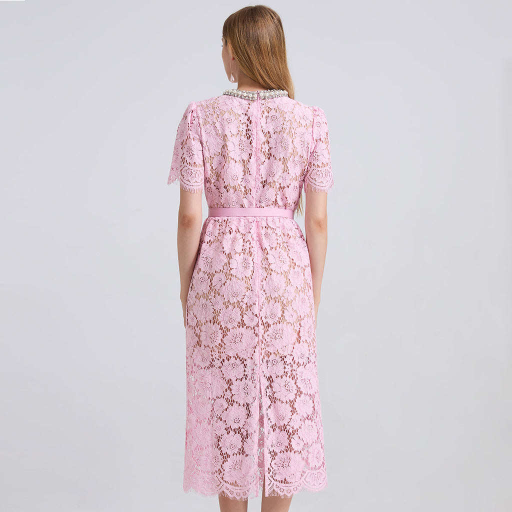 Women Spring Summer Lace Round Neck Dress Bella Mia