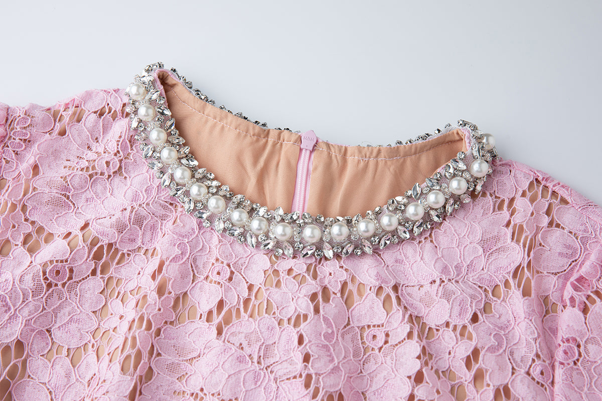 Women Spring Summer Lace Round Neck Dress Bella Mia