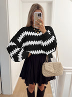 Autumn Winter Women Knitted Pullover Striped Trendy Loose Sweater Bella Mia