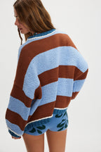 Autumn Winter Contrast Color Striped Sweater Women Pullover Fashionable Knitted Loose Lazy Top Autumn Winter Sweater Women Bella Mia