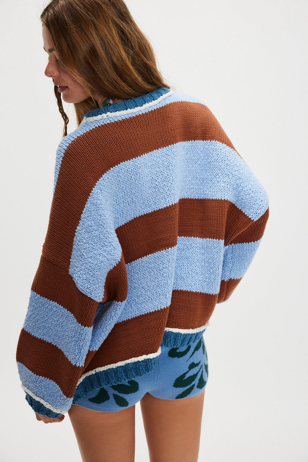 Autumn Winter Contrast Color Striped Sweater Women Pullover Fashionable Knitted Loose Lazy Top Autumn Winter Sweater Women Bella Mia