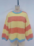 Autumn Winter Contrast Color Striped Sweater Women Pullover Fashionable Knitted Loose Lazy Top Autumn Winter Sweater Women Bella Mia