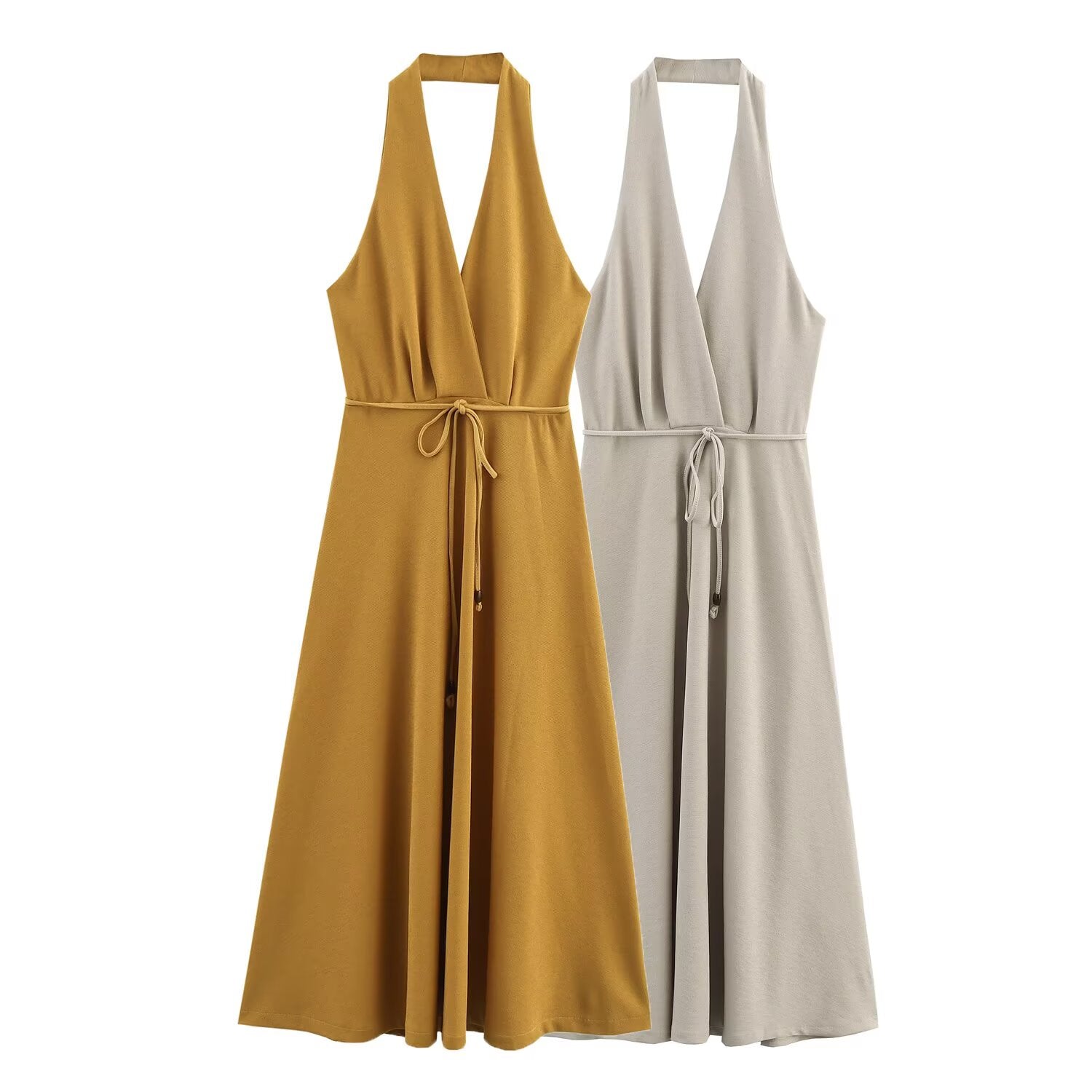 Women Clothing at Series Belt Hanging Collar Backless Dress Bella Mia