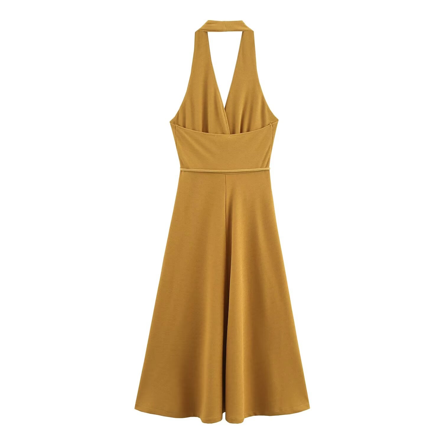 Women Clothing at Series Belt Hanging Collar Backless Dress Bella Mia