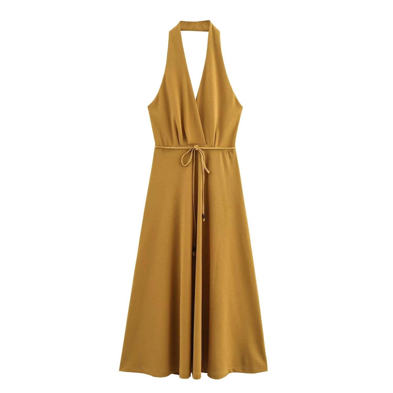 Women Clothing at Series Belt Hanging Collar Backless Dress Bella Mia