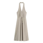 Women Clothing at Series Belt Hanging Collar Backless Dress Bella Mia