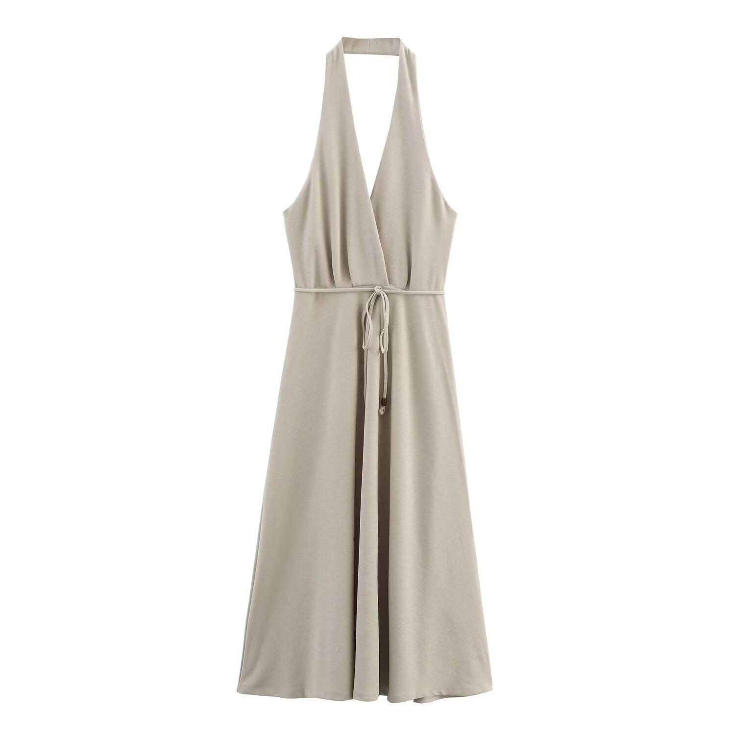 Women Clothing at Series Belt Hanging Collar Backless Dress Bella Mia
