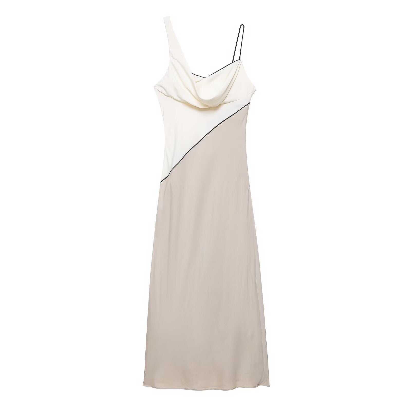 Women Clothing Summer Elegant Sexy V neck Mid Length Strap Stitching Midi Dress Bella Mia